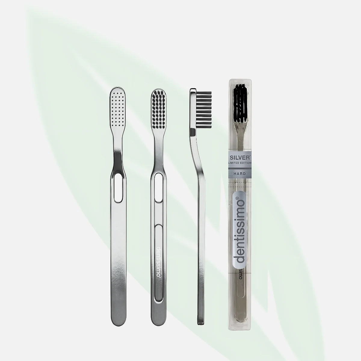 DENTISSIMO Silver Limited Edition Hard Toothbrush with Travel Case DENTISSIMO Silver Limited Edition Hard Toothbrush with Travel Case