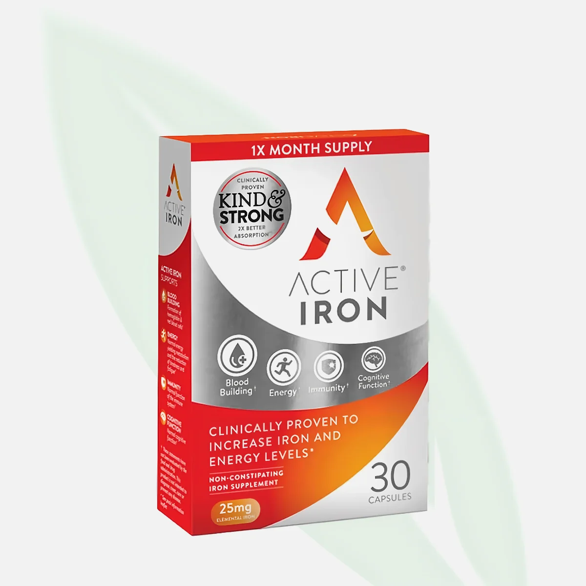 ACTIVE IRON كبسولات الحديد 25 مغ بفورمولا بروتين مصل اللبن 30 كبسولة