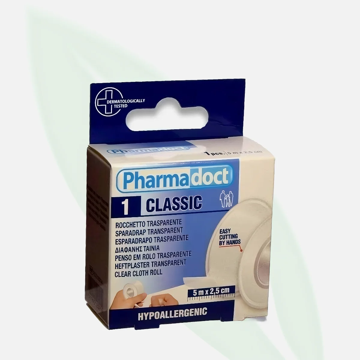 PHARMADOCT 1 Classic Cloth Roll 5m x 2.5cm with 50 Assorted Plasters