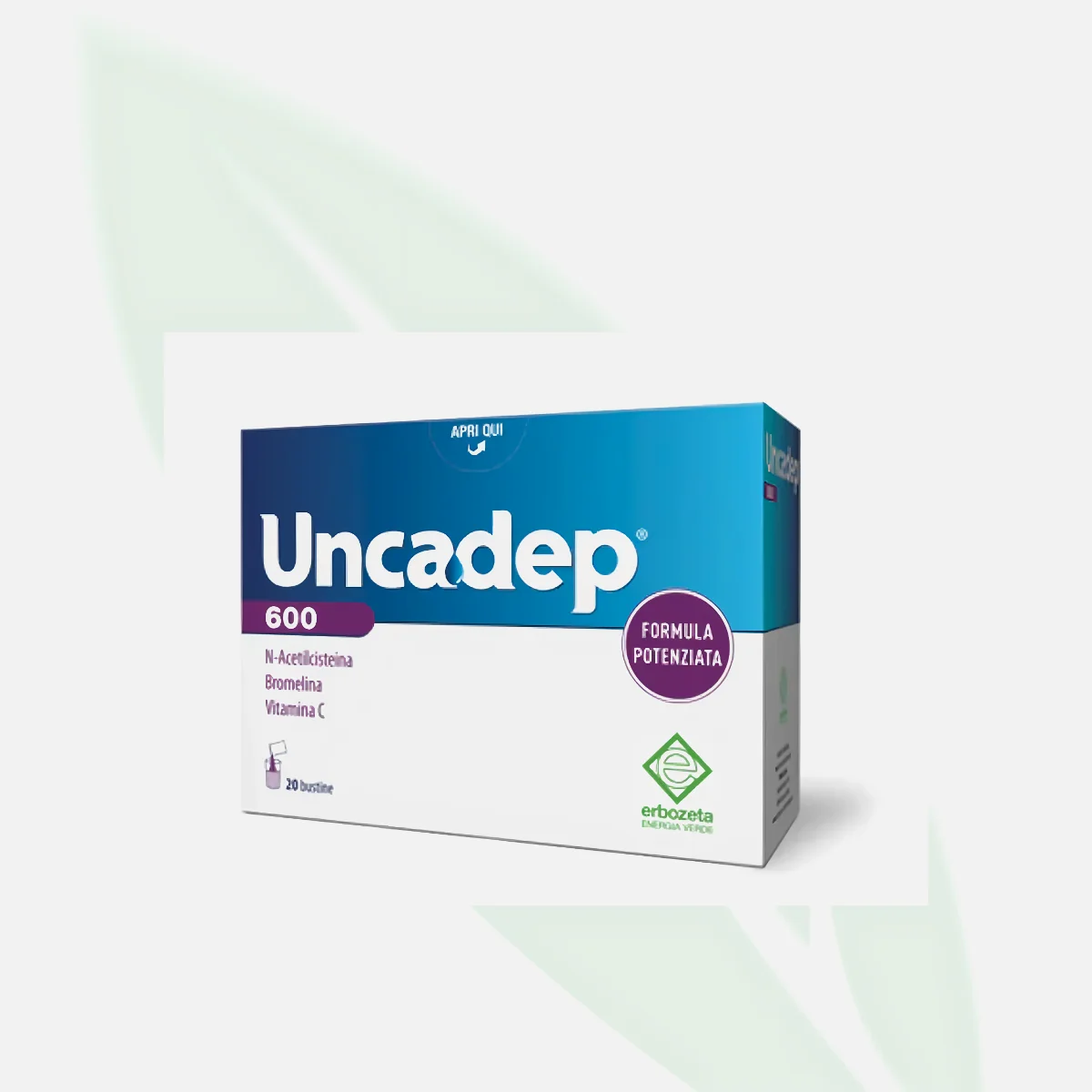 ERBOZETA Uncadep 600 NAC Bromelain Vitamin C Supplement 20 Sachets