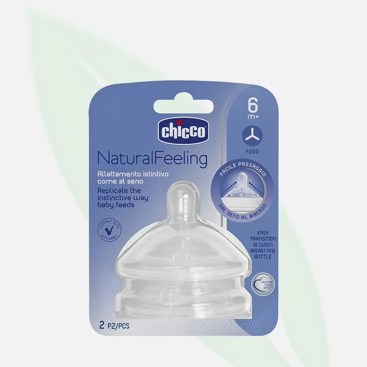 CHICCO Natural Feeling Silicone Teat Adjustable Flow 6m+ 2 Pack