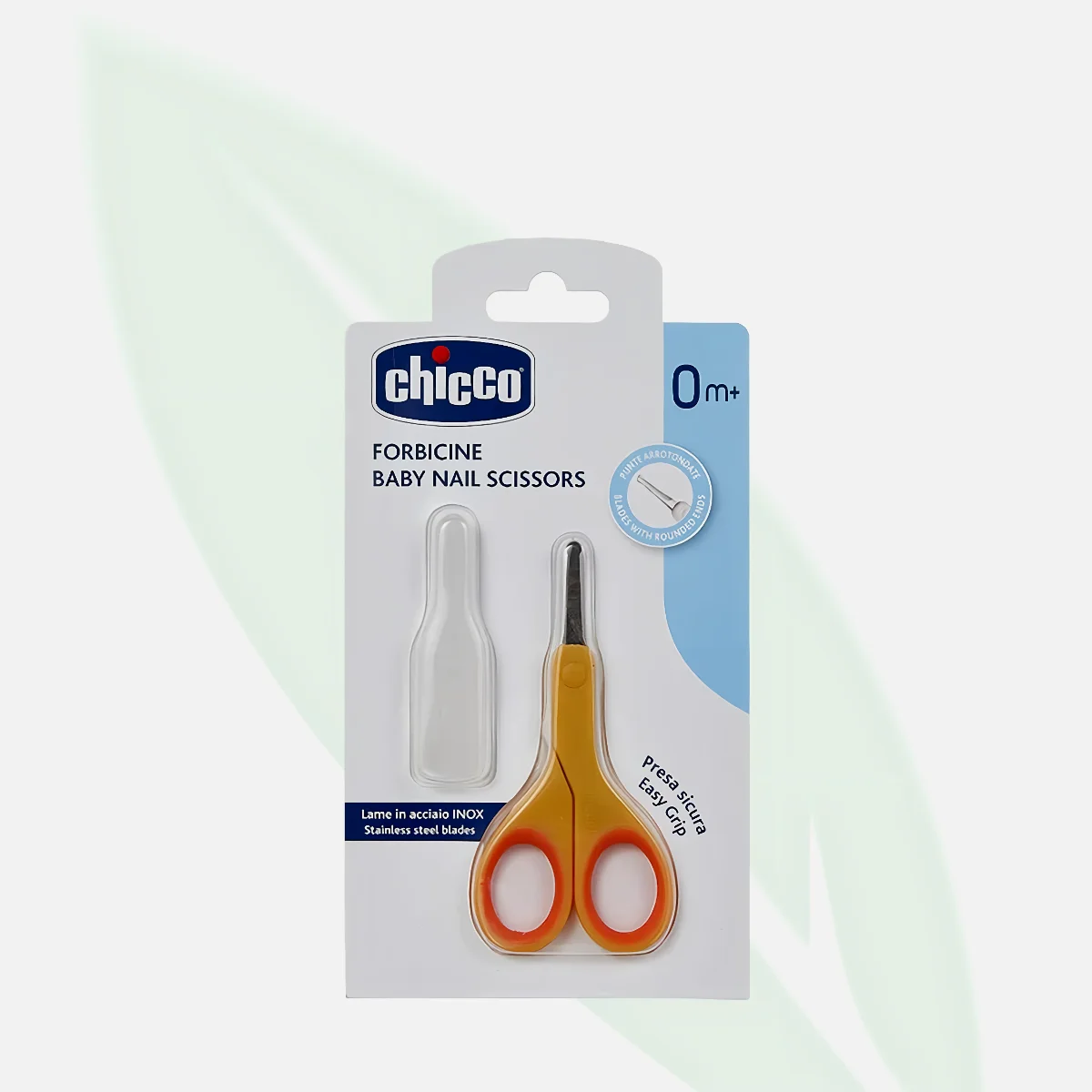 CHICCO Baby Nail Scissors With Curved Blades & Rounded Tips - Orange