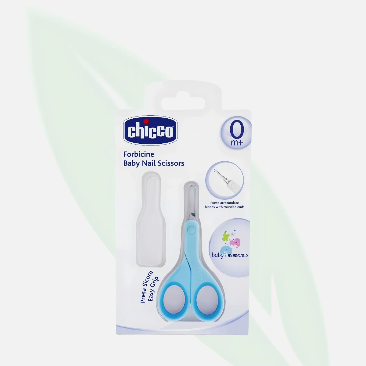 CHICCO Baby Nail Scissors With Curved Blades & Rounded Tips - Pink & Blue