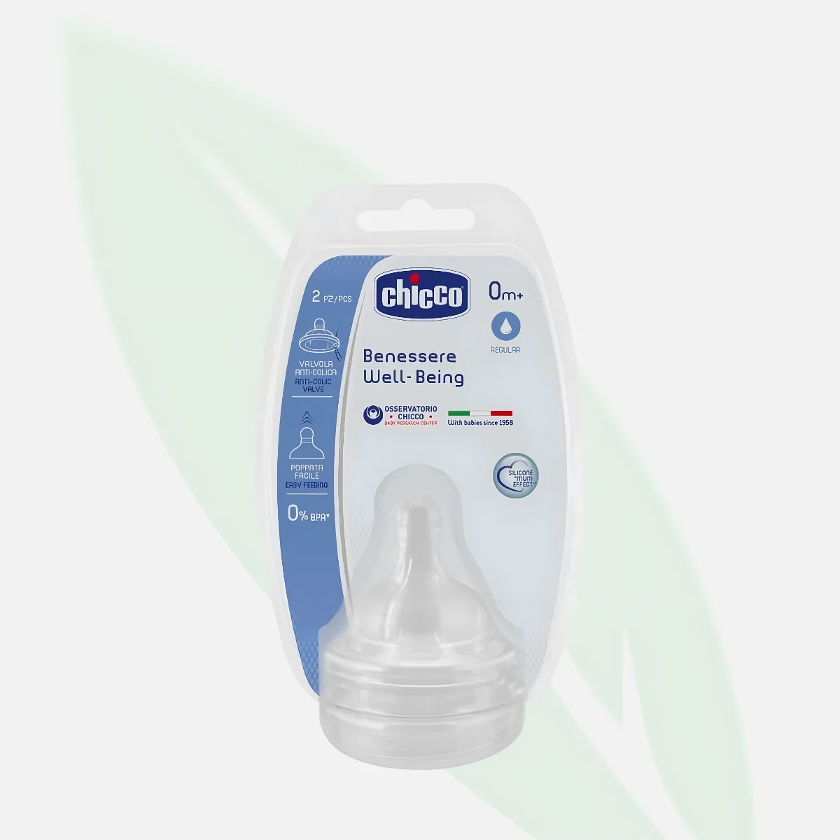 CHICCO Well-Being Silicone Feeding Teat 0M+ 2pcs