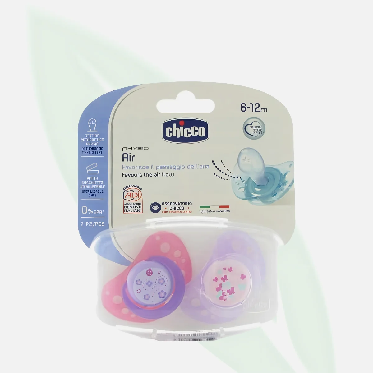 CHICCO Physio Air Pink Silicone Soother 6-12M 2pcs