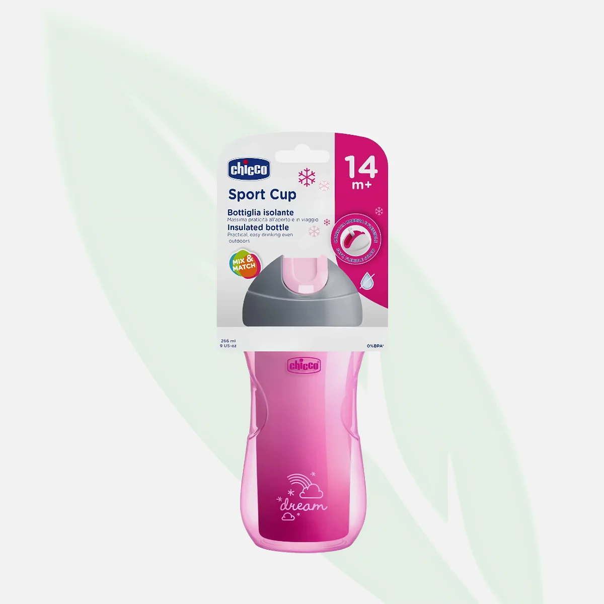 CHICCO Sport Cup Insulated Straw Cup Girl 14M+ 266ml