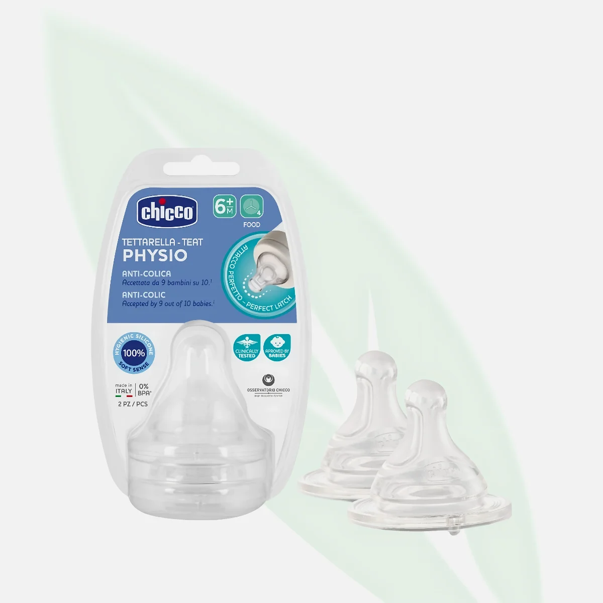 CHICCO Perfect 5 Silicone Teat Food Flow 6m+ 2 Pack