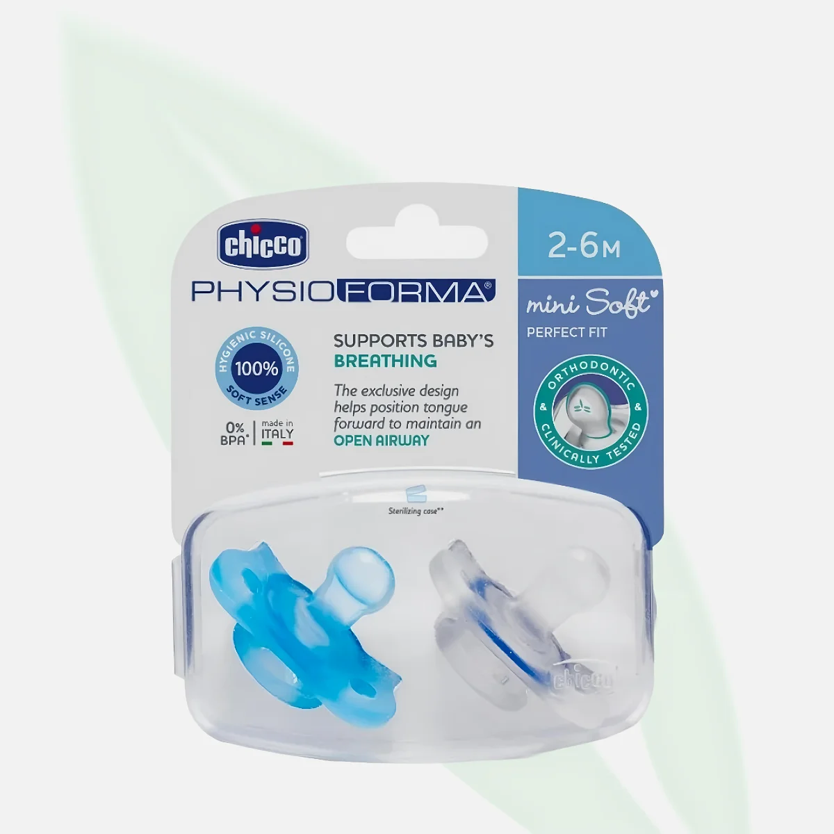 CHICCO PhysioForma لهاية تقويمية سيليكون للأولاد 2-6 أشهر