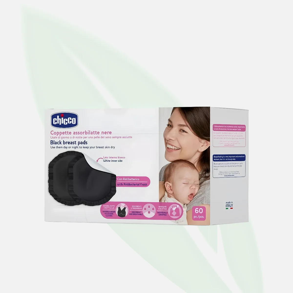 CHICCO Black Antibacterial Breast Pads 60pcs