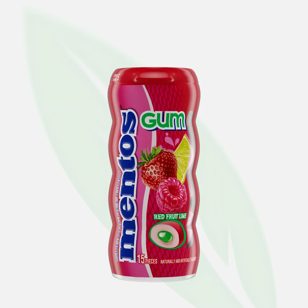 MENTOS Sugar-Free Red Fruit & Lime Gum Bottle 50 Pieces MENTOS Sugar-Free Red Fruit & Lime Gum Bottle 50 Pieces