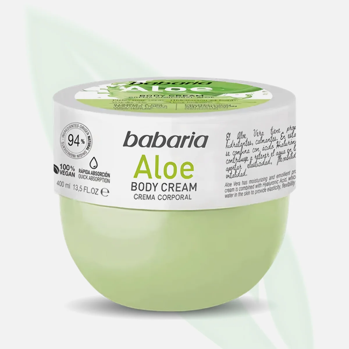 BABARIA Aloe Vera and Hyaluronic Acid Body Cream 400ml