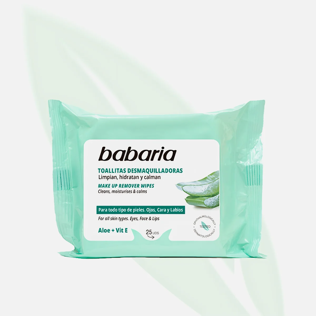 BABARIA مناديل مزيلة المكياج بالألوفيرا وفيت E 25 قطعة