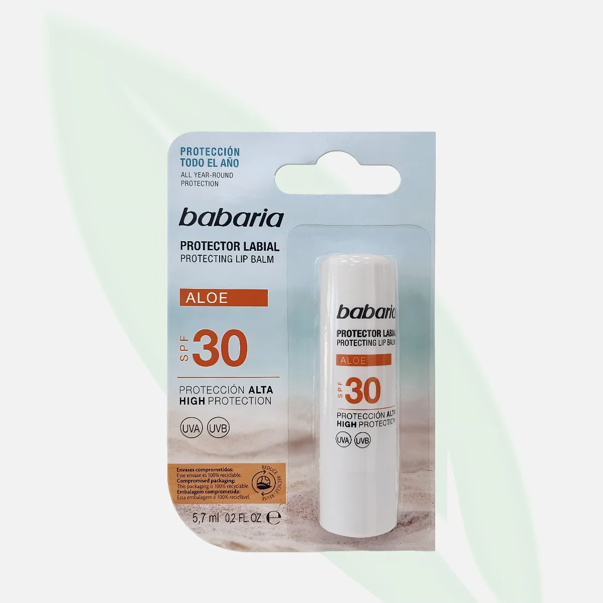 BABARIA Aloe Vera Protective Lip Balm SPF 30 5.7ml BABARIA Aloe Vera Protective Lip Balm SPF 30 5.7ml