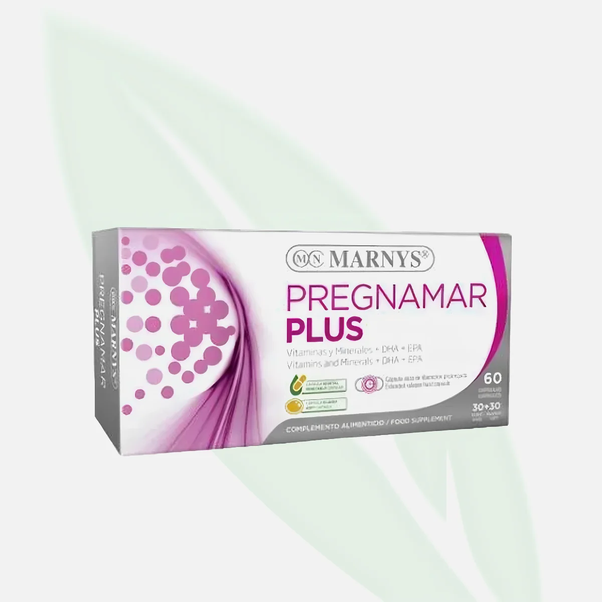 MARNYS Pregnamar Plus Prenatal Vitamins with DHA 60 Capsules