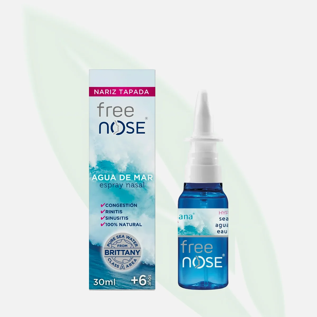 FREE NOSE Hypertonic Sea Water Nasal Spray Decongestant +6 Years 120ml