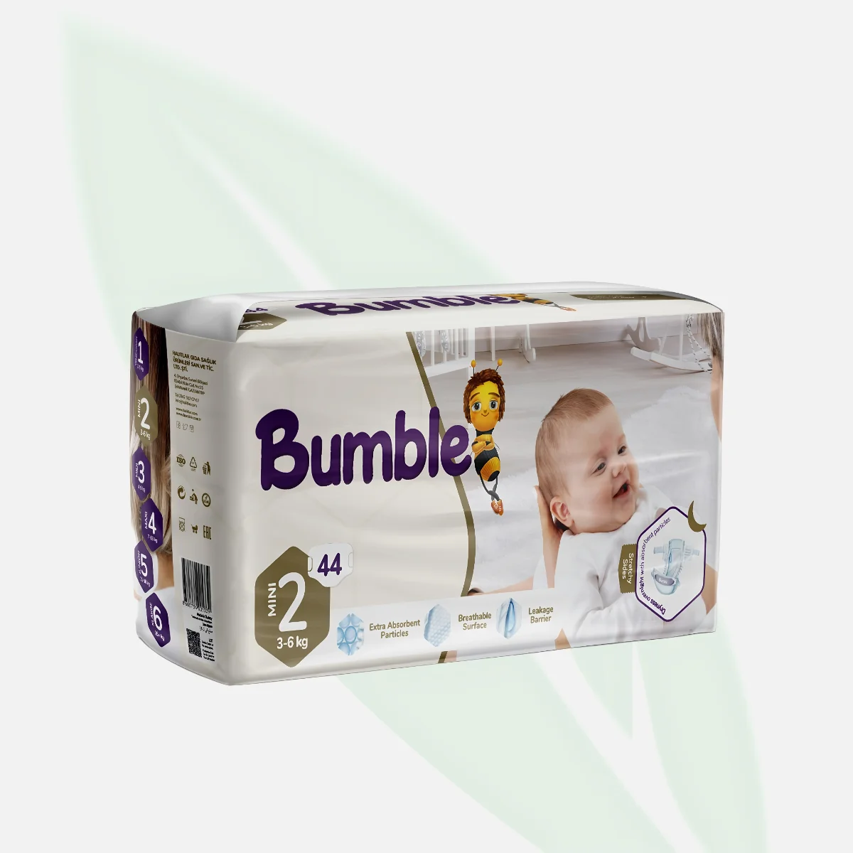 BUMBLE Baby Diapers Size 2 (3-6 kg) 44 Pieces