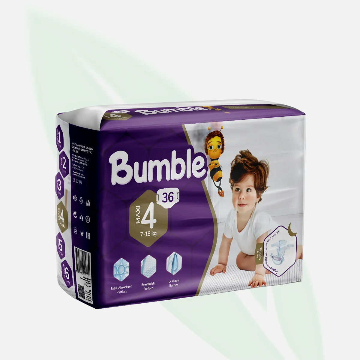 BUMBLE Baby Diapers Size 4 (7-18 kg) 36 Pieces