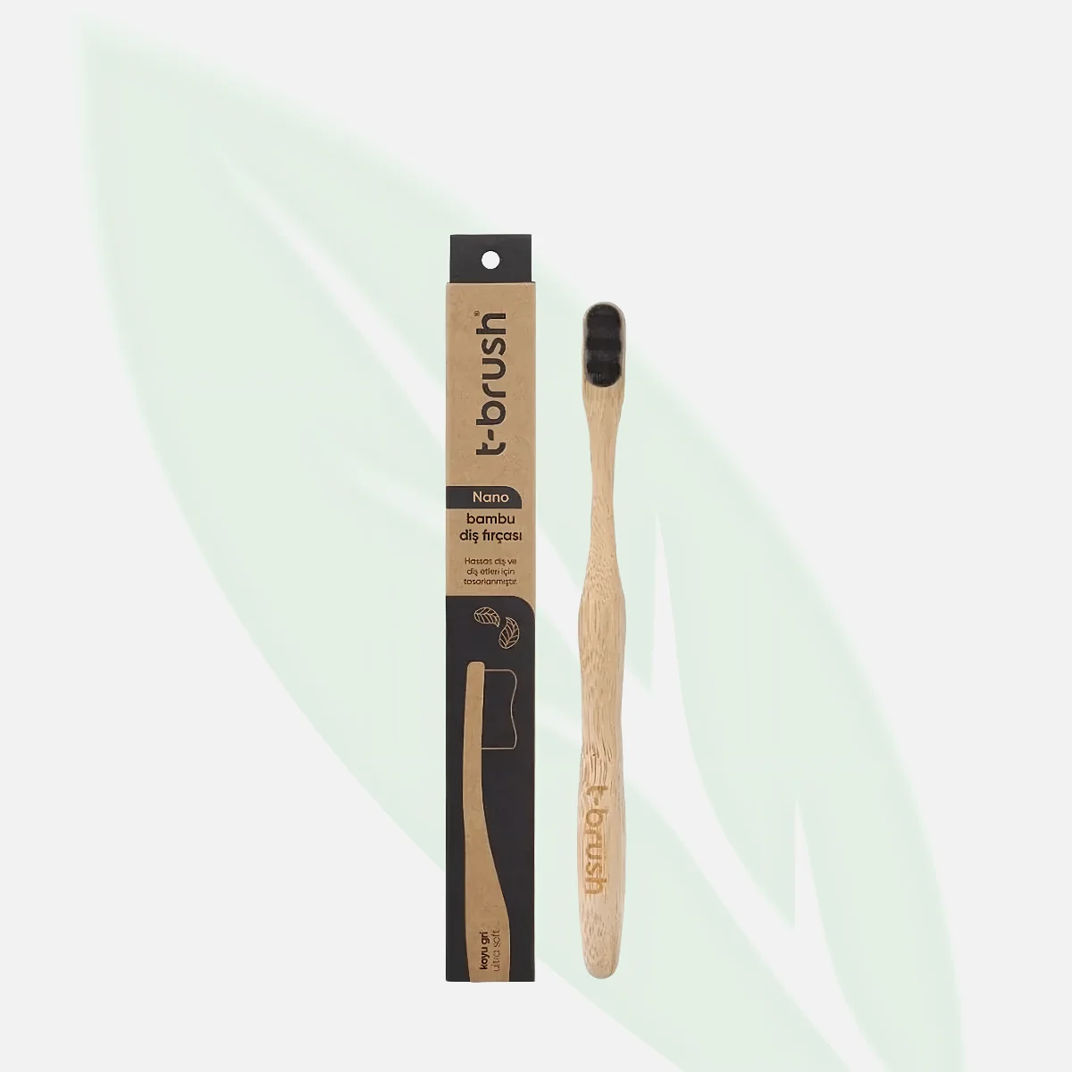 T-BRUSH Bamboo Toothbrush Dark Gray Medium Hard