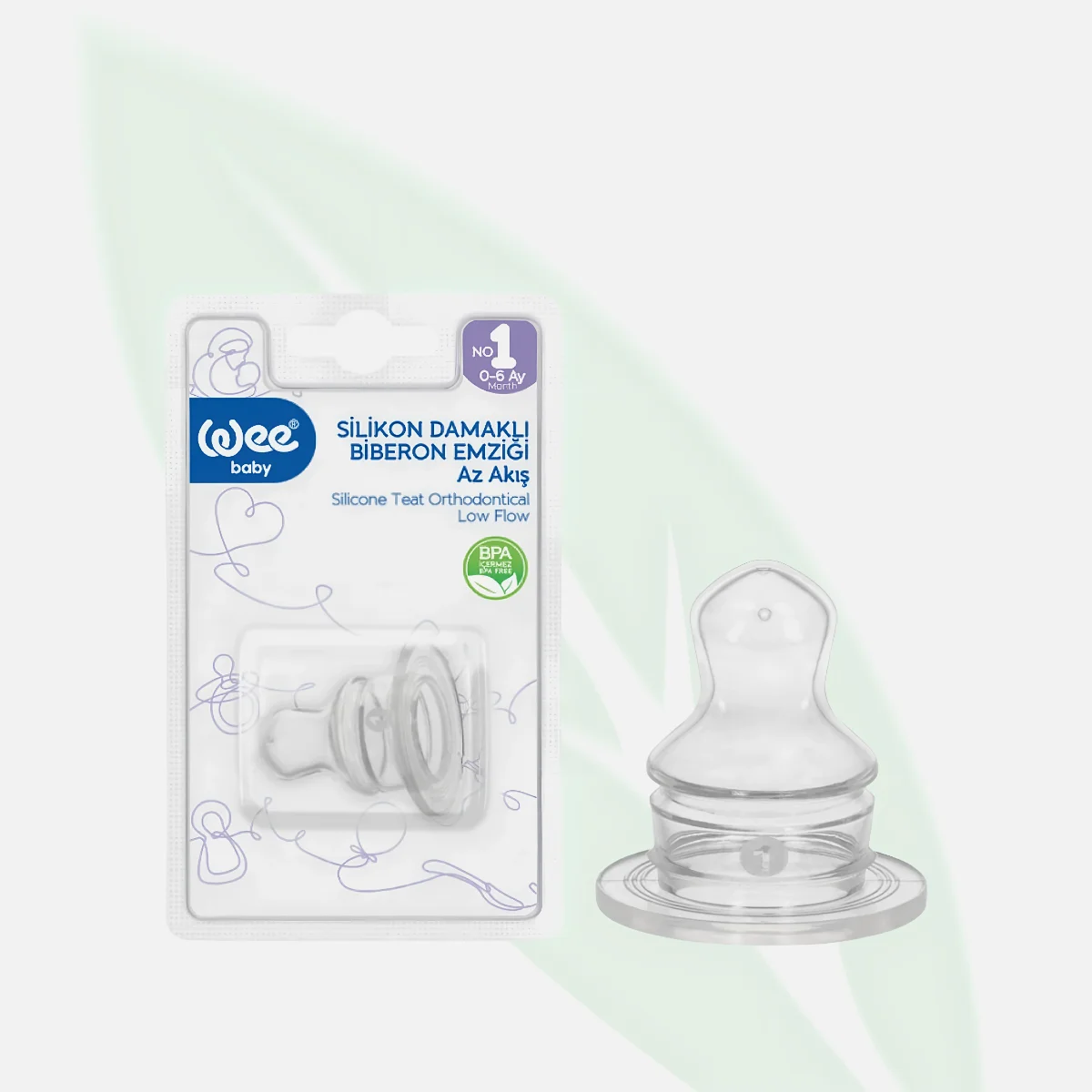 WEE BABY No.1 Patterned Silicone Bottle Nipple 0-6 Months WEE BABY No.1 Patterned Silicone Bottle Nipple 0-6 Months