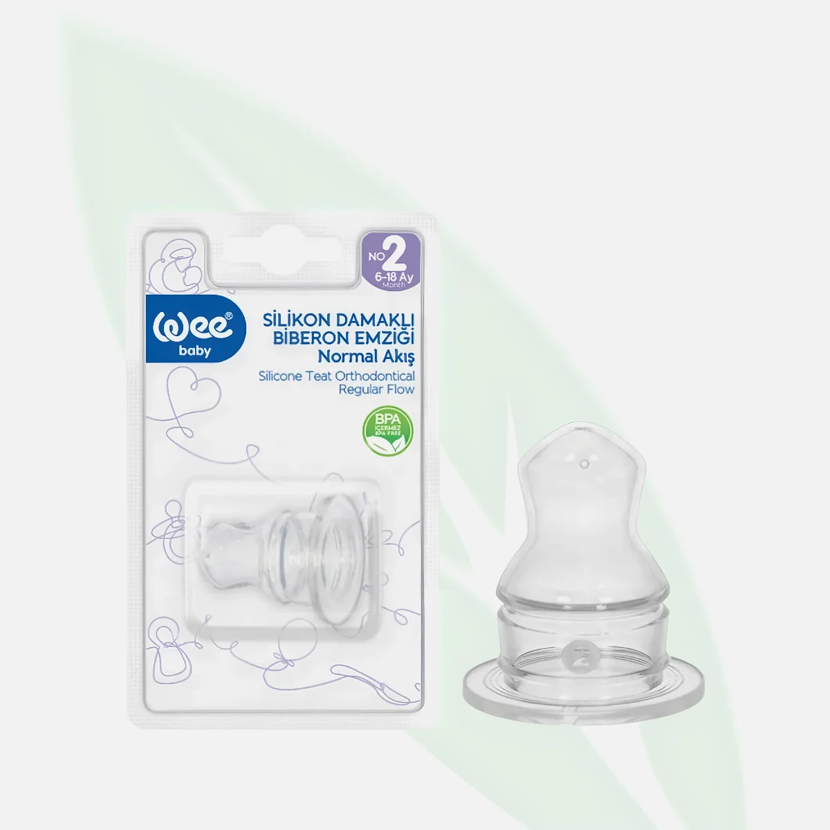 WEE BABY No.2 Orthodontic Silicone Bottle Nipple 6-18 Months WEE BABY No.2 Orthodontic Silicone Bottle Nipple 6-18 Months