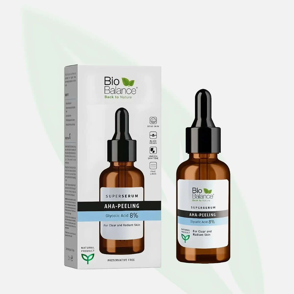 BIO BALANCE سيروم تقشير AHA بحمض الجليكوليك 8% لبشرة مشرقة 30 مل