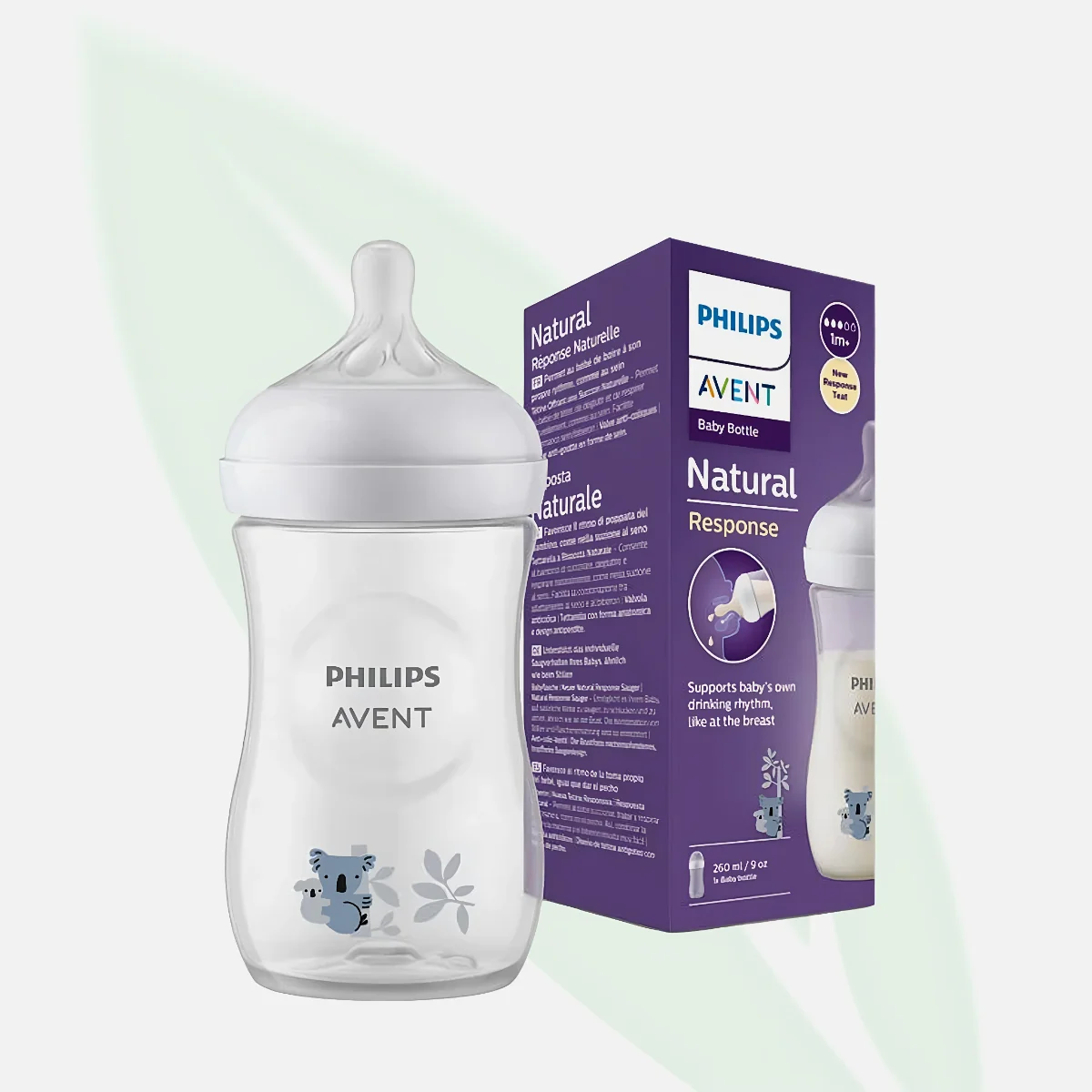 AVENT Natural Response Baby Feeding Bottle Koala Print 260ml 1m+