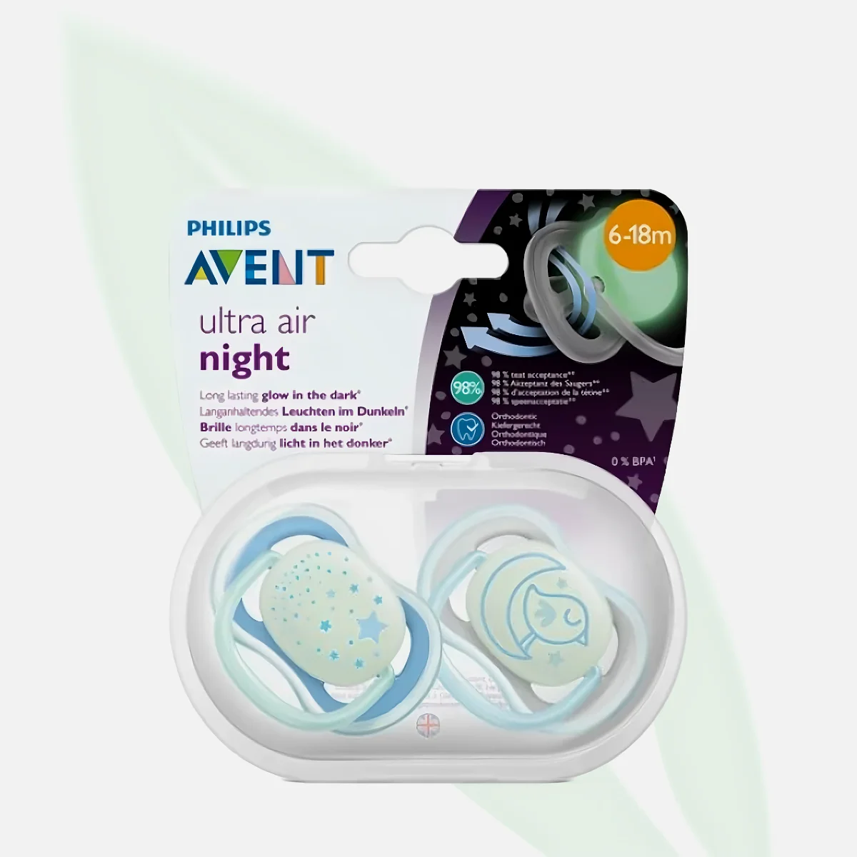 AVENT Ultra Air Night Soother Boy 6-18 Months 2-Pack