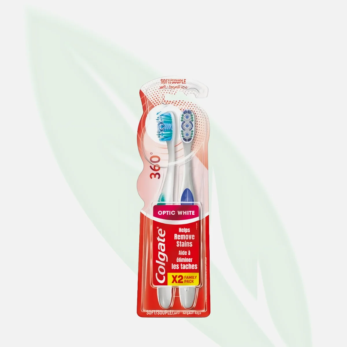 COLGATE Optic White فرشاة الأسنان المبيّضة بأكواب التلميع 1+1