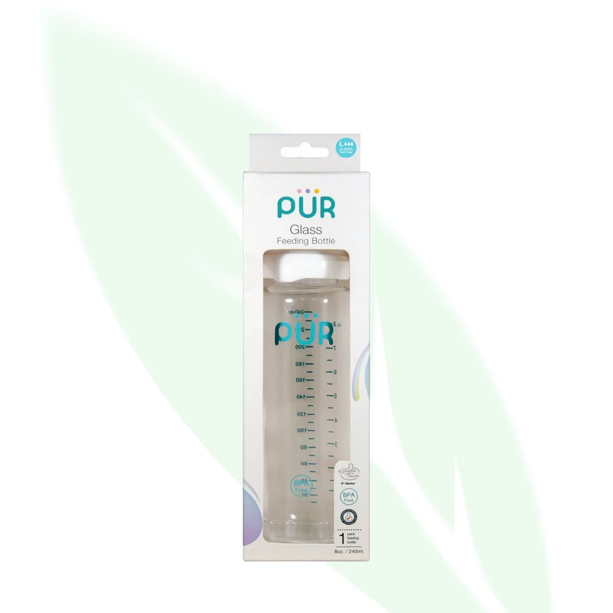 PUR Glass Feeding Bottle 240ml PUR Glass Feeding Bottle 240ml