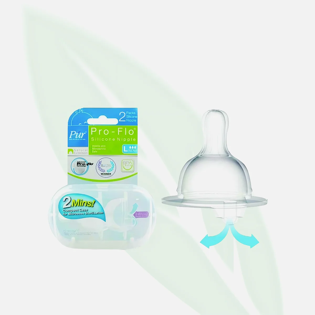 PUR Pro-Flo Anti-Colic Silicone Nipple for Newborns 0+ 2-Pack PUR Pro-Flo Anti-Colic Silicone Nipple for Newborns 0+ 2-Pack