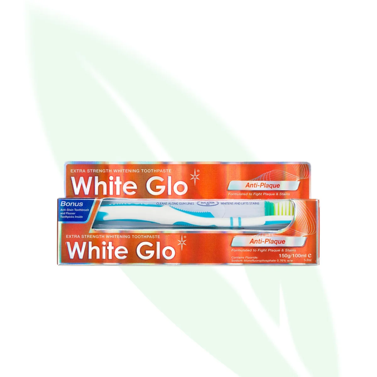WHITE GLO Anti-Plaque Extra Strength Whitening Toothpaste 150g WHITE GLO Anti-Plaque Extra Strength Whitening Toothpaste 150g