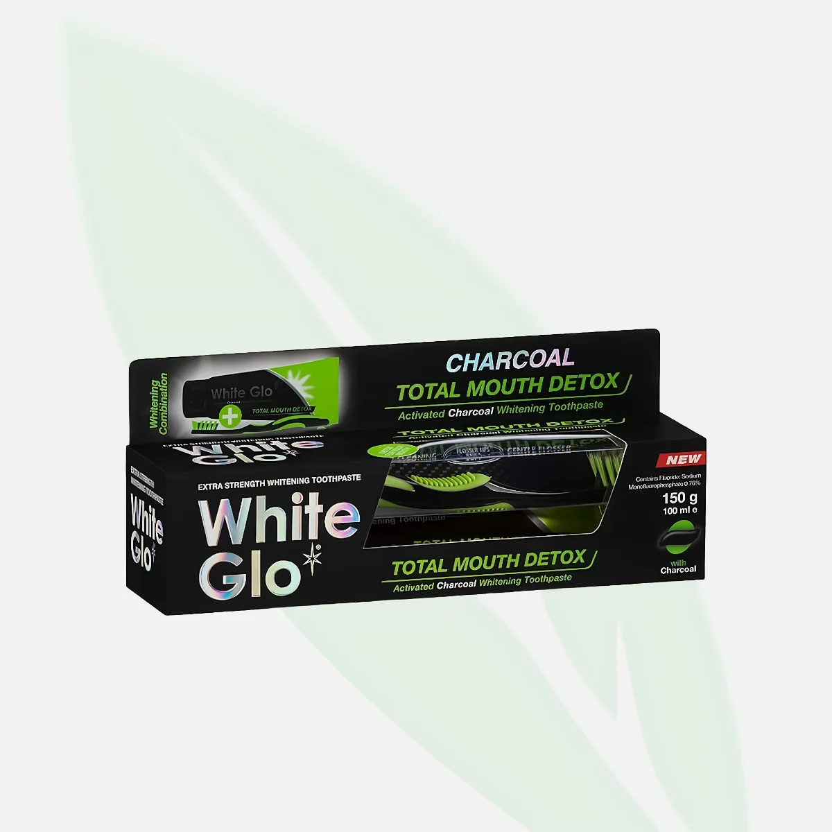 WHITE GLO Charcoal Total Mouth Detox Whitening Toothpaste 100ml WHITE GLO Charcoal Total Mouth Detox Whitening Toothpaste 100ml