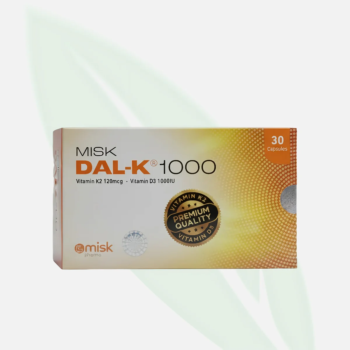 MISK DAL-K 1000 Vitamin D3 & K2 Supplement 30 Capsules